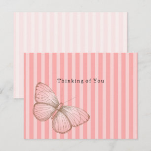 Pink Stripes with Butterfly Thinking of you Postcard