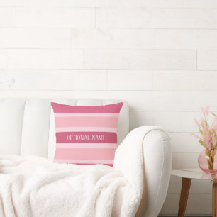 Pink Stripes with optional name custom Cushion