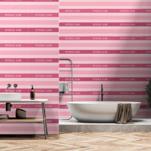 Pink Stripes with optional name custom Wallpaper