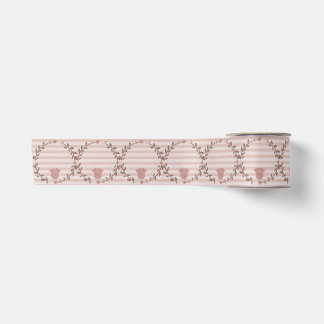 Pink Stripes Wreath Baby Shower Satin Ribbon