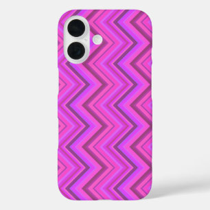 Pink stripes zigzag pattern iPhone 16 case