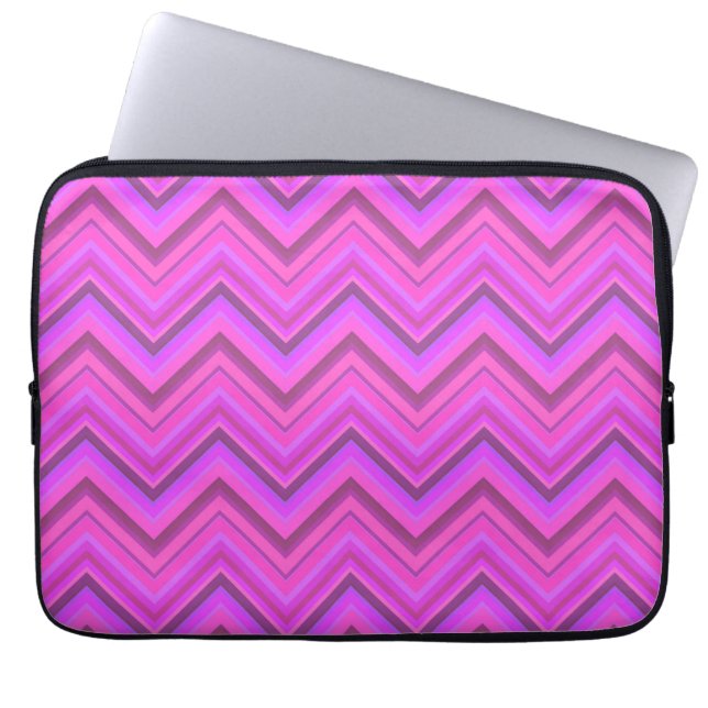 Pink stripes zigzag pattern laptop sleeve (Front)