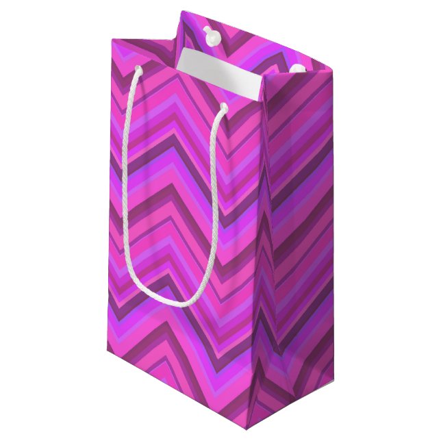 Pink stripes zigzag pattern small gift bag (Front Angled)