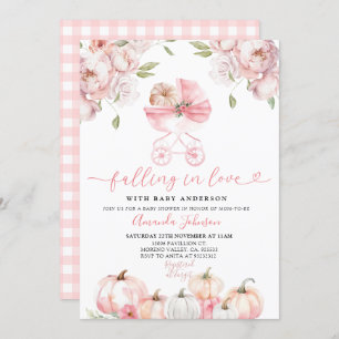Pink Stroller Fall Baby Shower Invitation