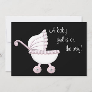 Pink Stroller Girl Baby Shower Invitation