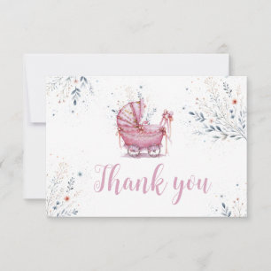 Pink Stroller Thank You Card