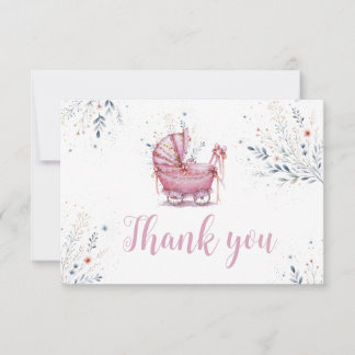 Pink Stroller Thank You Card