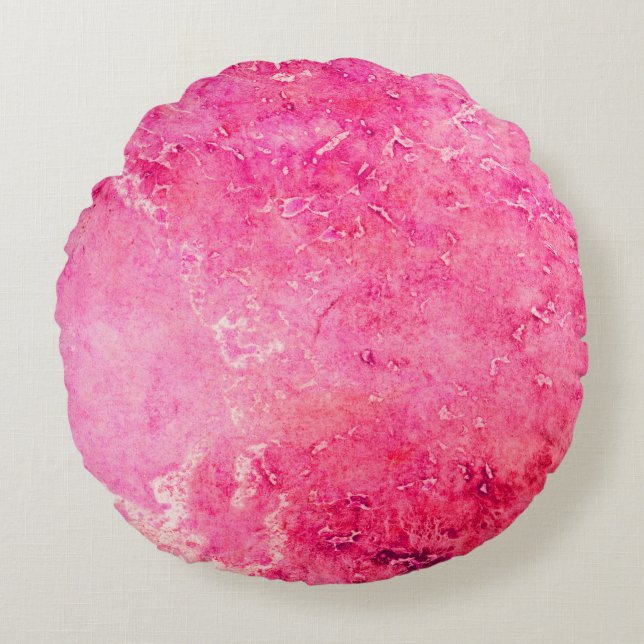 Pink Structures made in manual on a paper paintsba Round Cushion (Front)