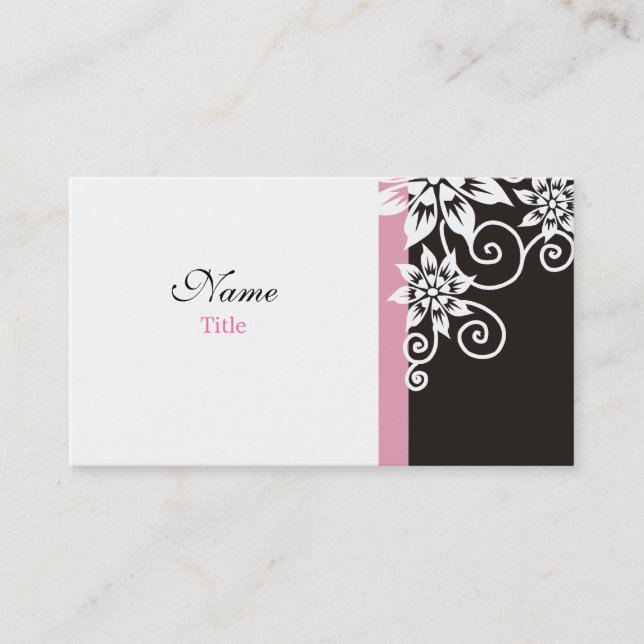 Pink : : Stylish Black and White Business Cards (Front)