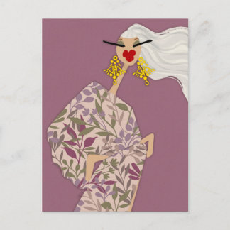 Pink Stylish Glam Fashion Art Postcard