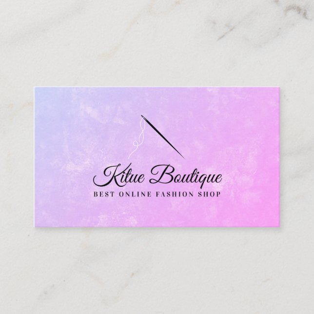 Pink Stylish Needle Threads Seamstress Sewing Business Card (Front)