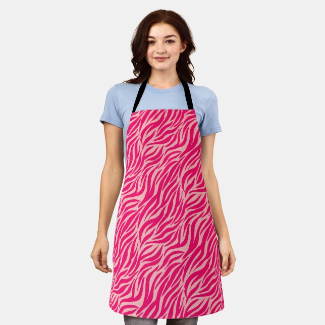 Pink Stylish Tiger Stripes Apron (Worn)