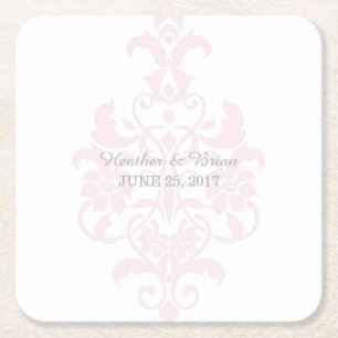 Pink Subtle Damask Paper Coasters
