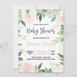 Pink Succulent Baby Shower Invitation