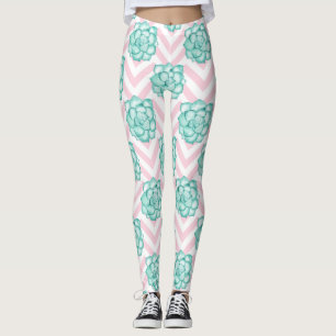 Pink Succulent Leggings