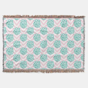 Pink Succulent Throw Blanket