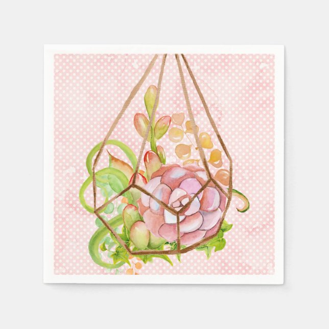 Pink Succulents Terrarium Napkin (Front)