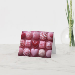 Pink Sugar Candy Hearts Valentine's Greeting Holiday Card