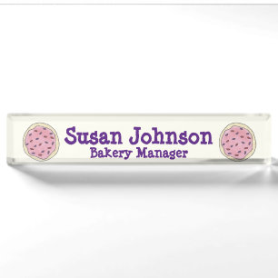 Pink Sugar Cookie Bakery Manager Pastry Chef Nameplate