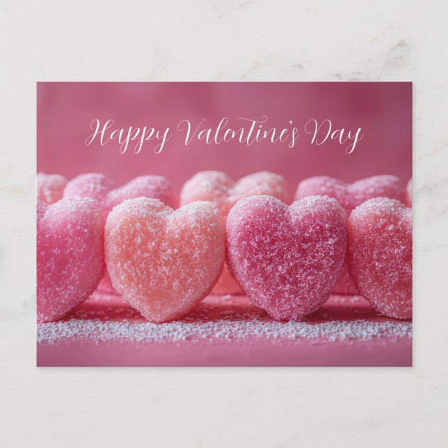 Pink Sugar Hearts Valentine's Day Postcard (Front)