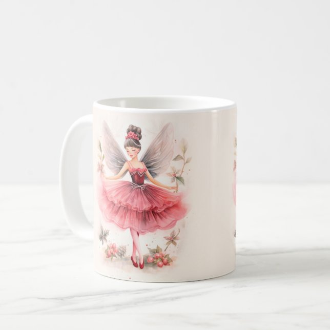 Pink Sugar Plum Fairy Christmas Mug (Front Left)