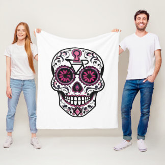 Pink Sugar Skull, Day Of The Dead Fleece Blanket