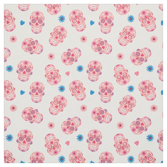 Pink Sugar Skull Pattern Fabric (Swatch)