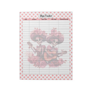 Pink Sugar Skull Steps Tracker Notepad