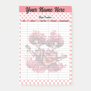 Pink Sugar Skull Steps Tracker Post-it Notes