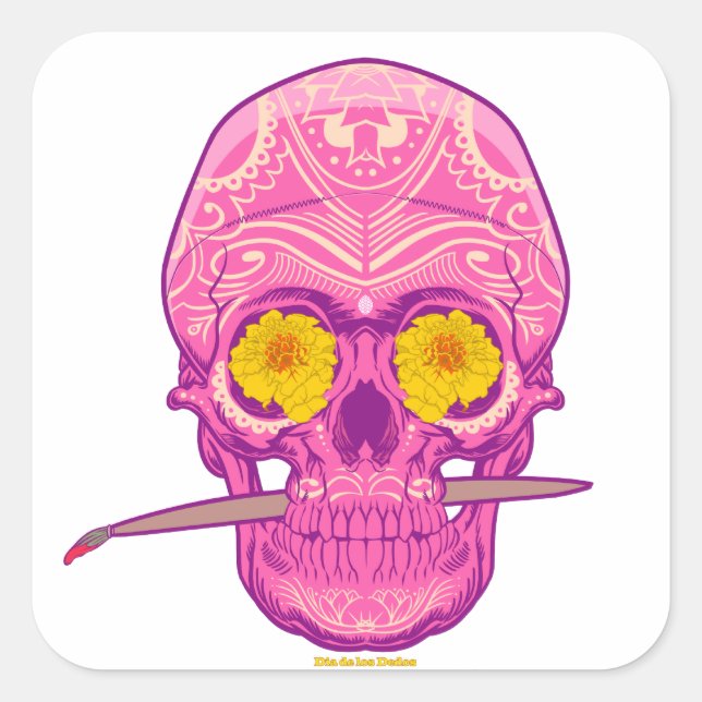 Pink SUGAR SKULL STICKER (Front)
