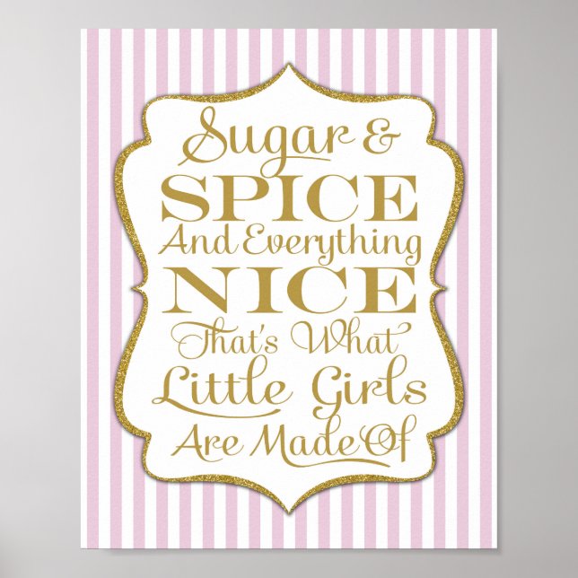 Pink Sugar & Spice Girls Made Of Sign Print (Front)