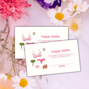 Pink Summer Beach Bum Diaper Raffle Baby Shower Enclosure Card