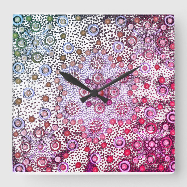 Pink summer berries square wall clock (Front)