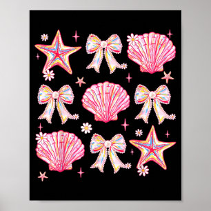 Pink Summer Coquette Bow Clam Summer Vibes Beach Poster