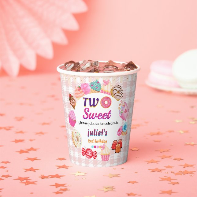 pink summer cute kids girl two sweet 2nd birthday paper cups (Insitu)