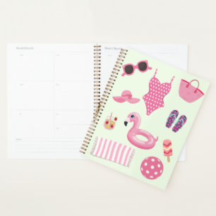 Pink Summer Essentials   Cute Girly Beach Illustra Planner