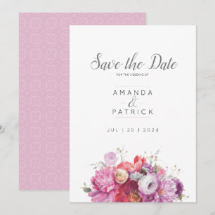 Pink Summer Floral Watercolor Wedding Save The Date
