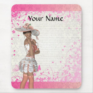 Pink summer girl mouse pad