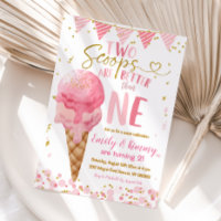 Pink Summer Two Scoops Ice Cream 2nd Birthday