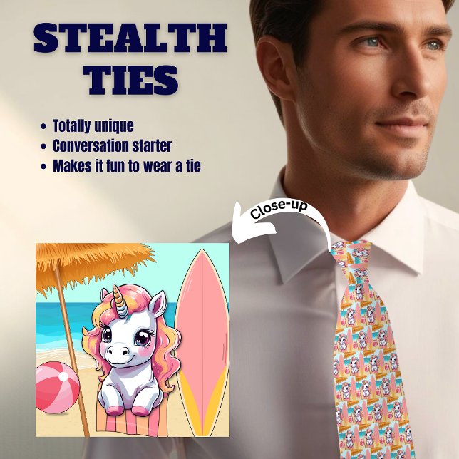 Pink Summer Unicorn Beach Stealth Tie (Creator Uploaded)