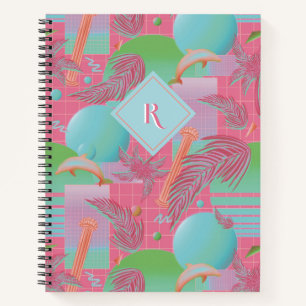Pink Summer Vaporwave Sunset and Palm Trees Notebook