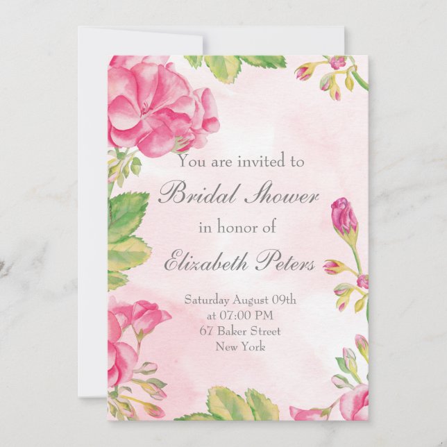 Pink Summerflowers Bridal Shower Invitation (Front)