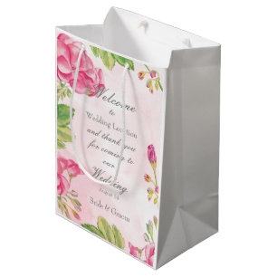 Pink Summerflowers Wedding Medium Gift Bag