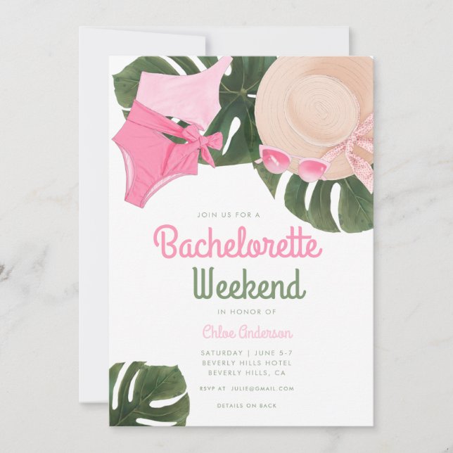 Pink Summertime Glam | Bachelorette Weekend Invitation (Front)