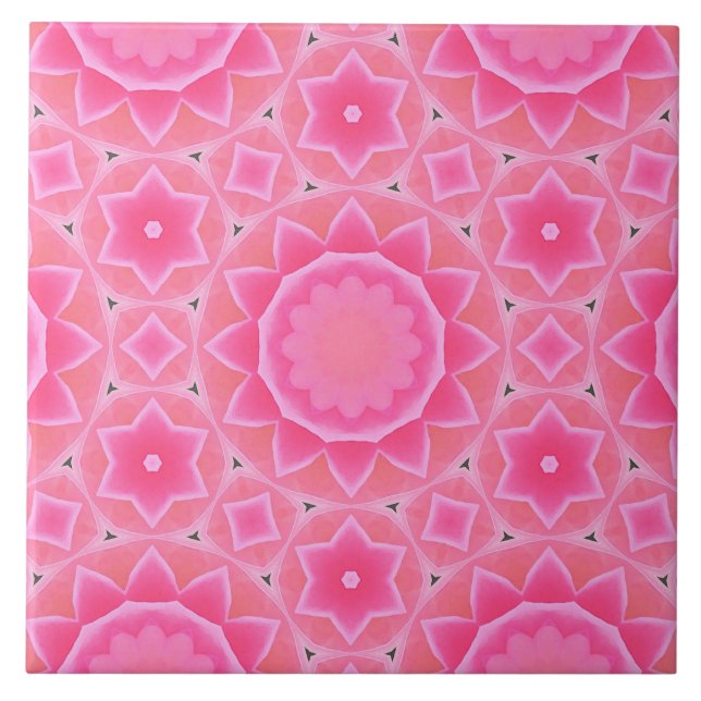 Pink sun and stars baby girl mosaic pattern ceramic tile (Front)
