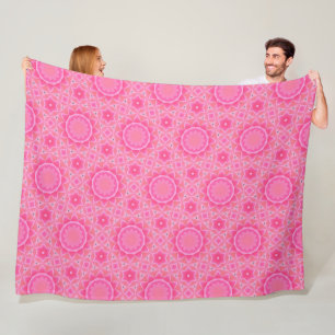 Pink sun and stars baby girl mosaic pattern fleece blanket