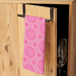 Pink sun and stars baby girl mosaic pattern kitche tea towel