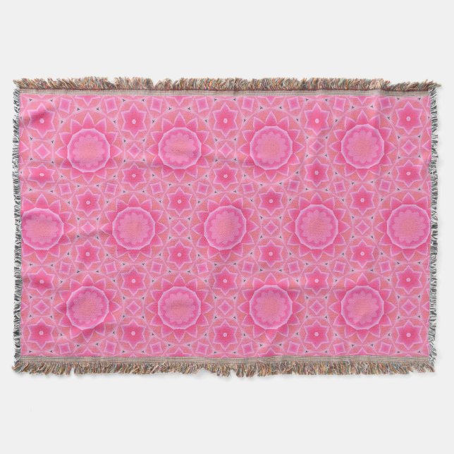 Pink sun and stars baby girl mosaic pattern throw blanket (Front)