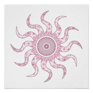 Pink Sun Mandala Design Poster