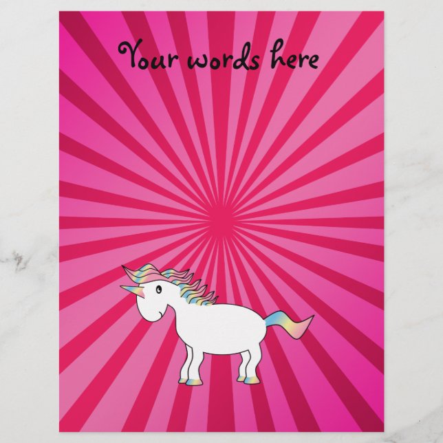 Pink sunburst rainbow unicorn flyer (Front)